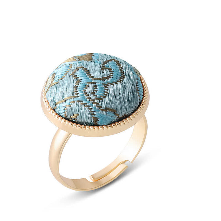Buddha Stones Song Brocade Embroidered Round Elegance Ring - image 13