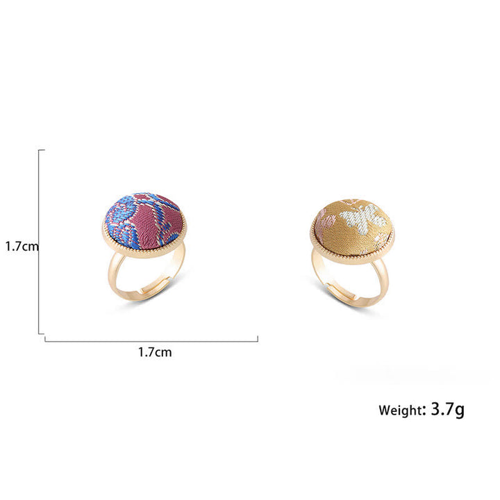 Buddha Stones Song Brocade Embroidered Round Elegance Ring - image 18
