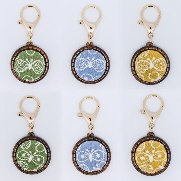 Buddha Stones Wooden Hand Carved Embroidered Flower Butterfly Grounding Round Necklace - image 13