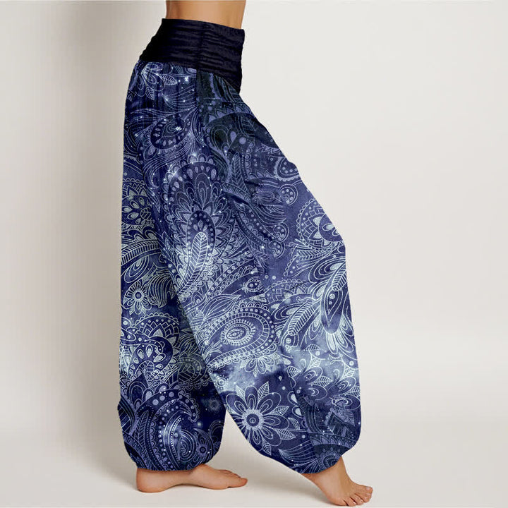 Buddha Stones Pure Cotton Elegant Paisley Pattern Women's Elastic Waist Harem Pants - image 2