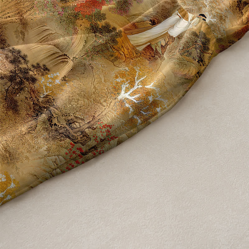 Buddha Stones Summer Casual Oriental Ladies Landscape Pattern Women's Summer Sleeveless Midi Dress With Pockets - image 2