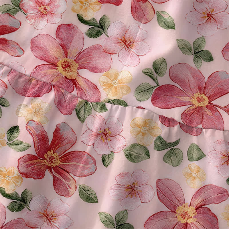 Buddha Stones Summer Casual Large Petals Leaves Pattern Women's Summer Sleeveless Midi Dress With Pockets - image 1