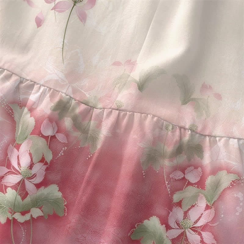 Buddha Stones Summer Casual Gradient Floral Leaves Pattern Women's Summer Sleeveless Midi Dress With Pockets - image 1