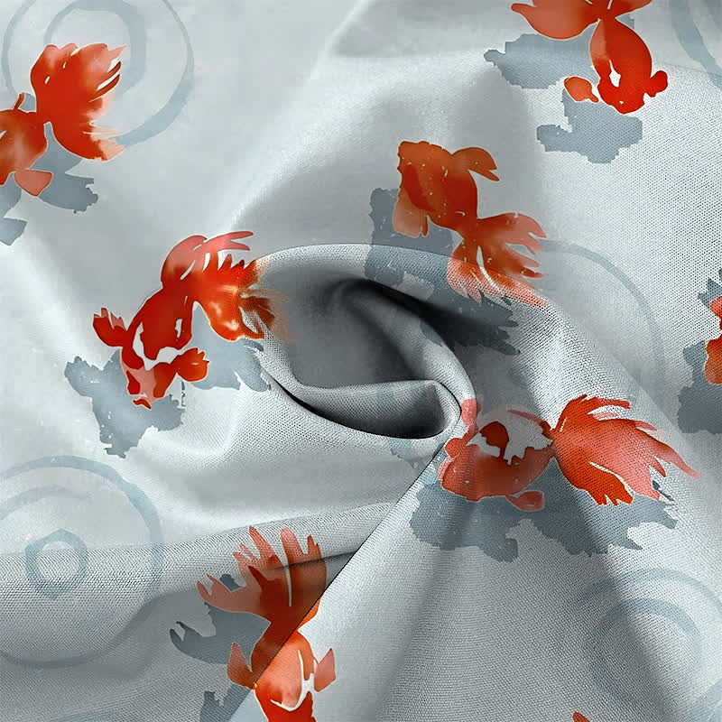 Buddha Stones Red Koi Fish Ripple Pattern Buttons Wrinkle-resistant Men's Short Sleeve Shirt - image 2