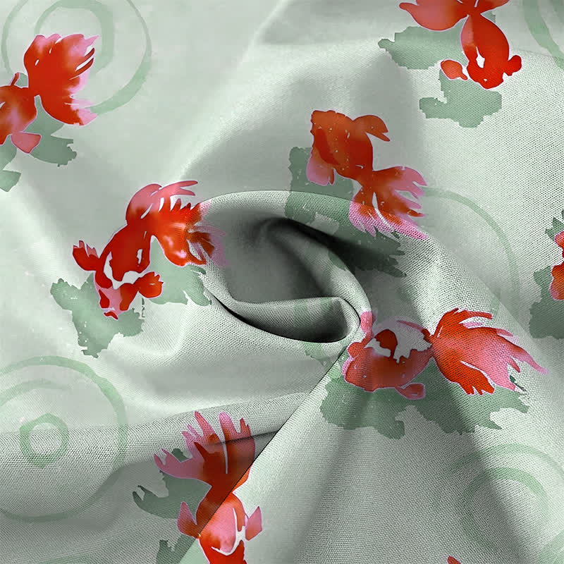 Buddha Stones Red Koi Fish Ripple Pattern Buttons Wrinkle-resistant Men's Short Sleeve Shirt - image 5