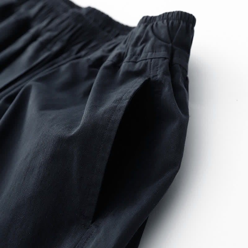 Buddha Stones Spring Summer Casual Minimalist Solid Cropped Pants Women's Wide Leg Pants With Pockets - image 11