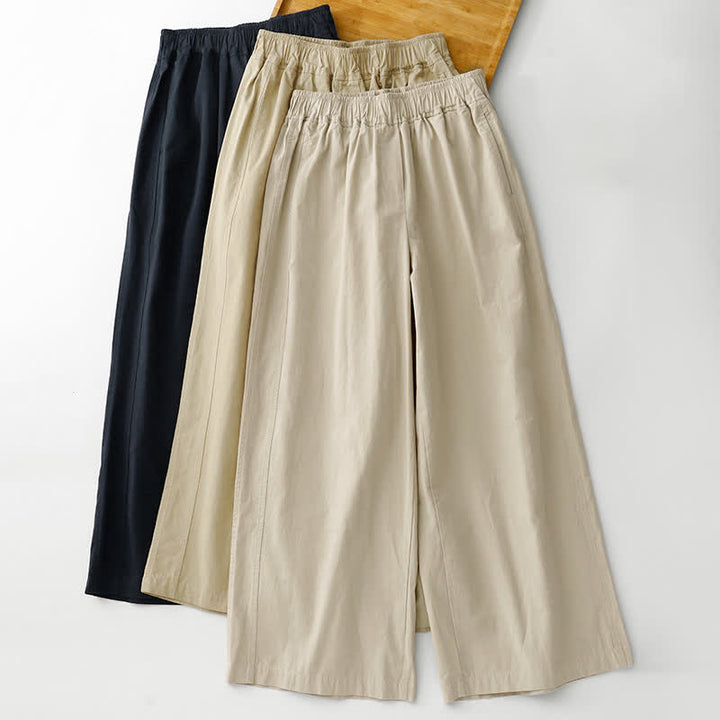 Buddha Stones Spring Summer Casual Minimalist Solid Cropped Pants Women's Wide Leg Pants With Pockets - image 21