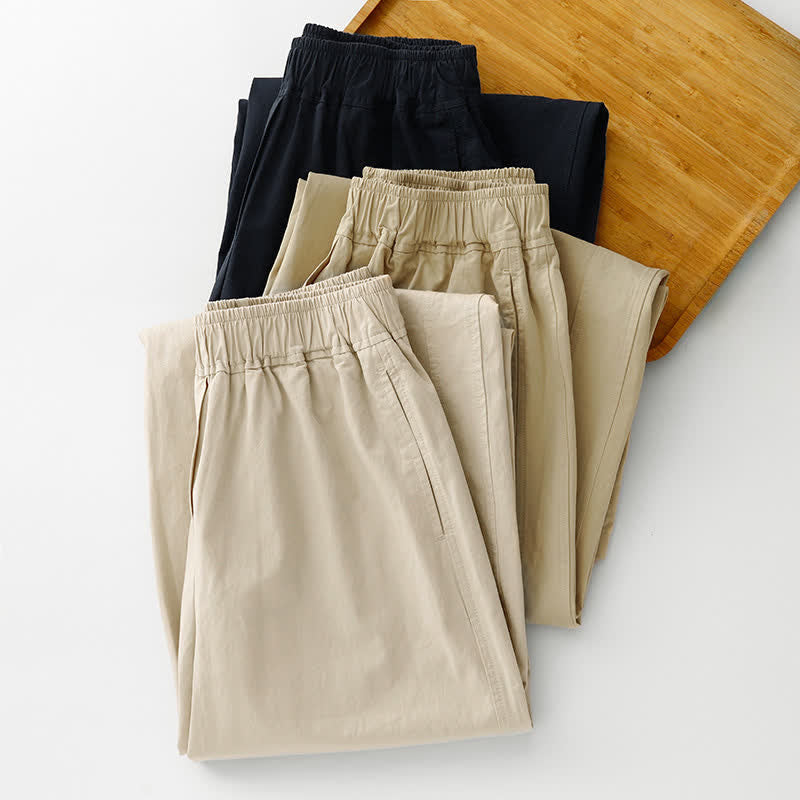 Buddha Stones Spring Summer Casual Minimalist Solid Cropped Pants Women's Wide Leg Pants With Pockets - image 22