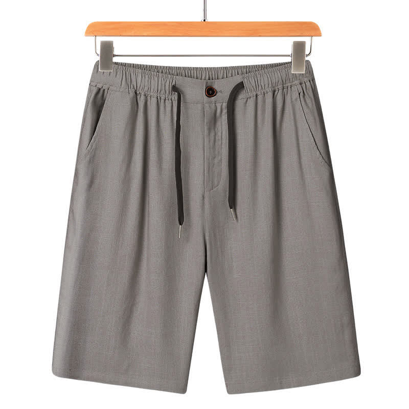 Buddha Stones Summer Casual Mandarin Collar Solid Short Sleeve Shirt Drawstring Pants Men's Matching Sets With Pockets - Light Gray Pants - US/UK/AU46，EU56 (5XL) - image 21