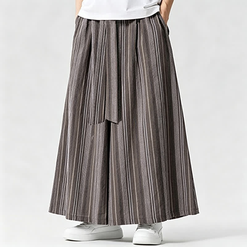 Buddha Stones Summer Vintage Drawstring Striped Ankle Pants Men's Wide Leg Pants With Pocket - SlateGray - US/UK/AU42，EU52 (3XL) - image 19