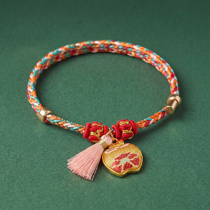 Buddha Stones Handwoven Five Color Apple Money Bag Gourd Chinese Lock Charm Protection Bracelet - image 10