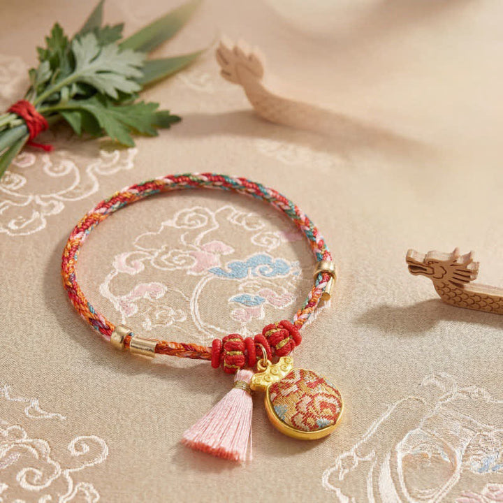 Buddha Stones Handwoven Five Color Apple Money Bag Gourd Chinese Lock Charm Protection Bracelet - image 26