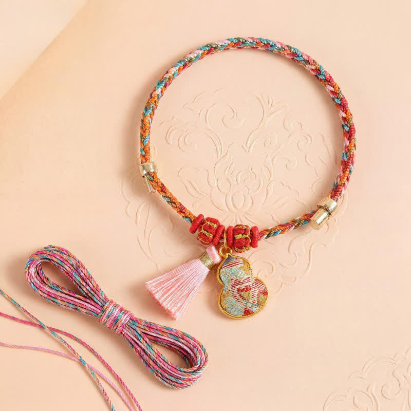 Buddha Stones Handwoven Five Color Apple Money Bag Gourd Chinese Lock Charm Protection Bracelet - image 35
