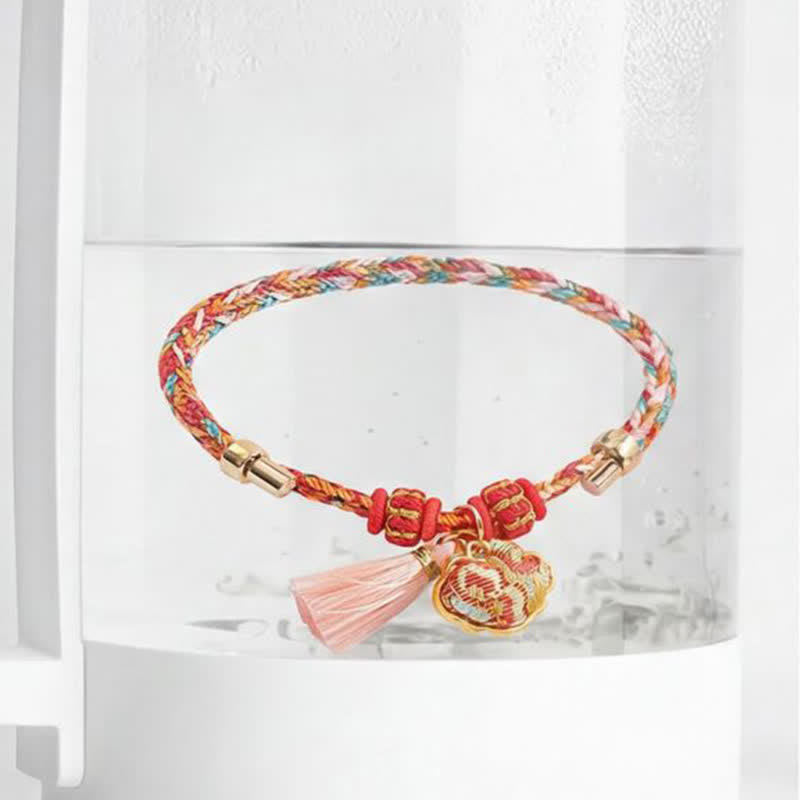 Buddha Stones Handwoven Five Color Apple Money Bag Gourd Chinese Lock Charm Protection Bracelet - image 67
