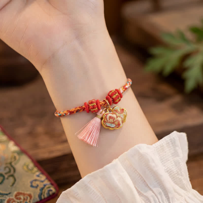 Buddha Stones Handwoven Five Color Apple Money Bag Gourd Chinese Lock Charm Protection Bracelet - image 55