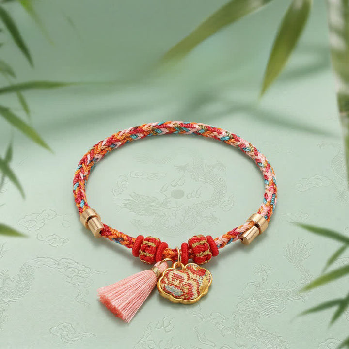 Buddha Stones Handwoven Five Color Apple Money Bag Gourd Chinese Lock Charm Protection Bracelet - image 60
