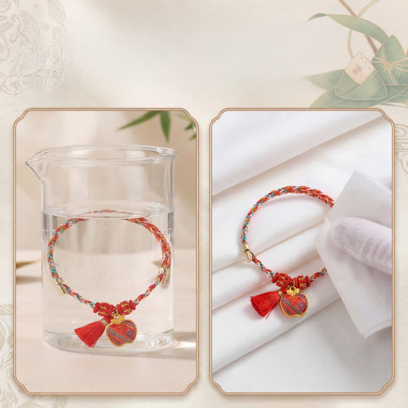 Buddha Stones Handmade Five-Color Cord Luck Red Song Brocade Chinese Lock Charm Apple Money Bag Gourd Zongzi Braided Bracelet - image 38