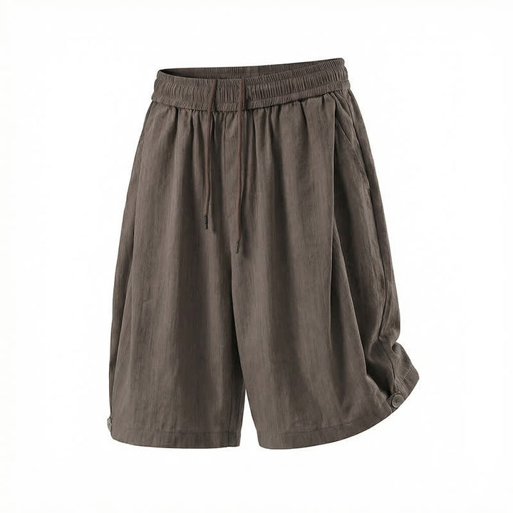 Buddha Stones Summer Casual Minimalist Drawstring Elastic Waist Solid Men's Shorts With Pocket - image 31