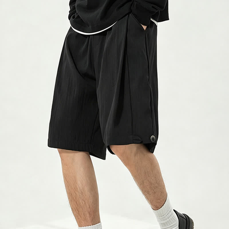 Buddha Stones Summer Casual Minimalist Drawstring Elastic Waist Solid Men's Shorts With Pocket - image 8