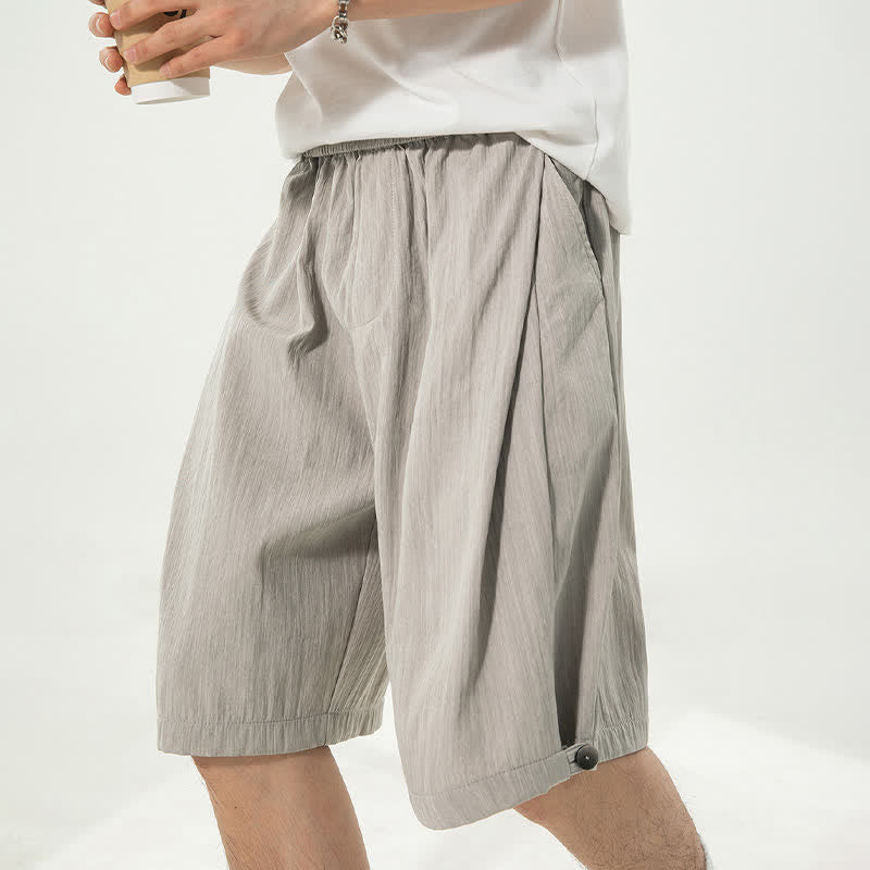Buddha Stones Summer Casual Minimalist Drawstring Elastic Waist Solid Men's Shorts With Pocket - image 6
