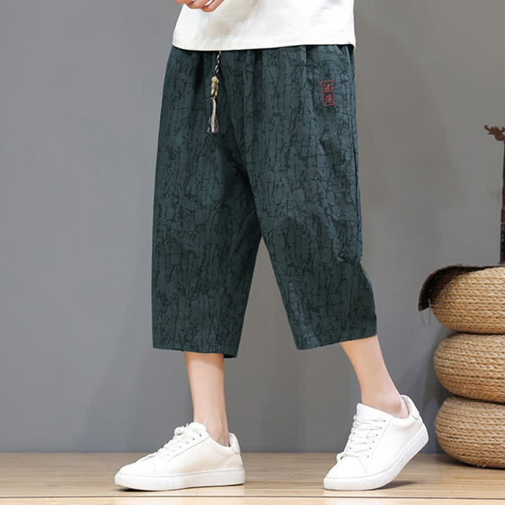 Buddha Stones Summer Casual Vintage Drawstring Abstract Men's Cropped Pants With Pockets - Teal - US/UK/AU46, EU56 (5XL) - image 22