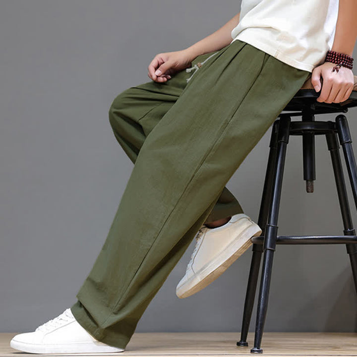 Buddha Stones Summer Casual Vintage Drawstring Solid Cotton Ankle Pants Men's Harem Pants With Pocket - image 9
