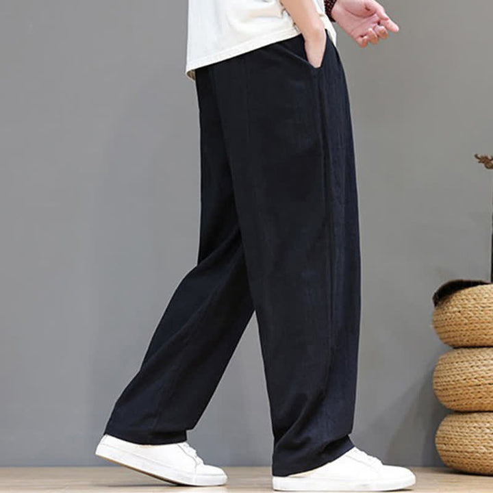 Buddha Stones Summer Casual Vintage Drawstring Solid Cotton Ankle Pants Men's Harem Pants With Pocket - image 13