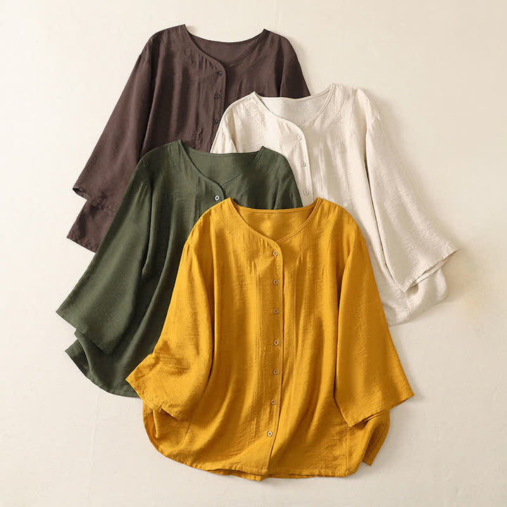 Buddha Stones Summer Casual Minimalist Button-Up Solid Women's Long Sleeve Shirts - image 21