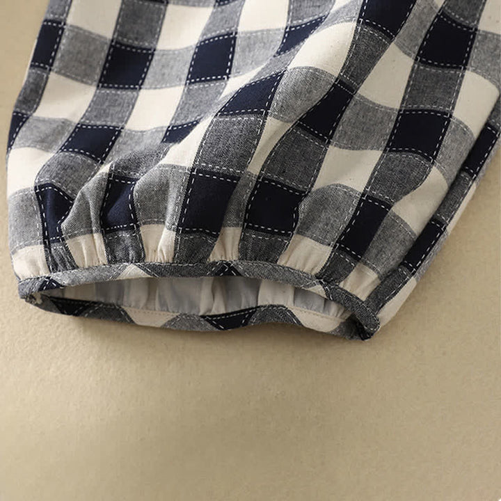 Buddha Stones Summer Casual Classic Plaid Cropped Pants Women's Harem Pants With Pocket - image 11