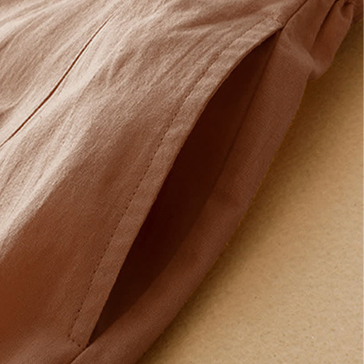 Buddha Stones Summer Casual Minimalist Solid Cropped Pants Women's Harem Pants With Pocket - image 3
