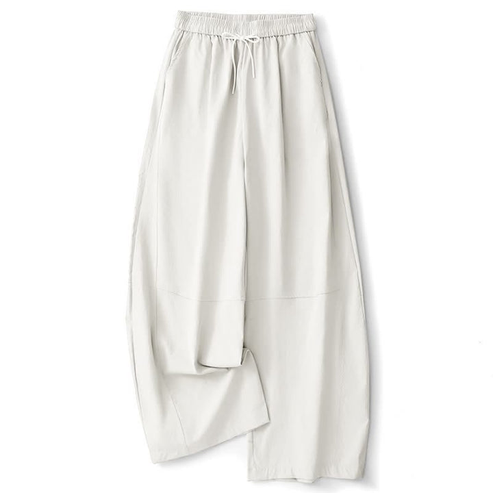 Buddha Stones Summer Casual Minimalist Drawstring Solid Cotton Ankle Pants Women's Harem Pants With Pocket - White - US8-10, UK/AU12-14, EU40-42 (2XL) - image 18