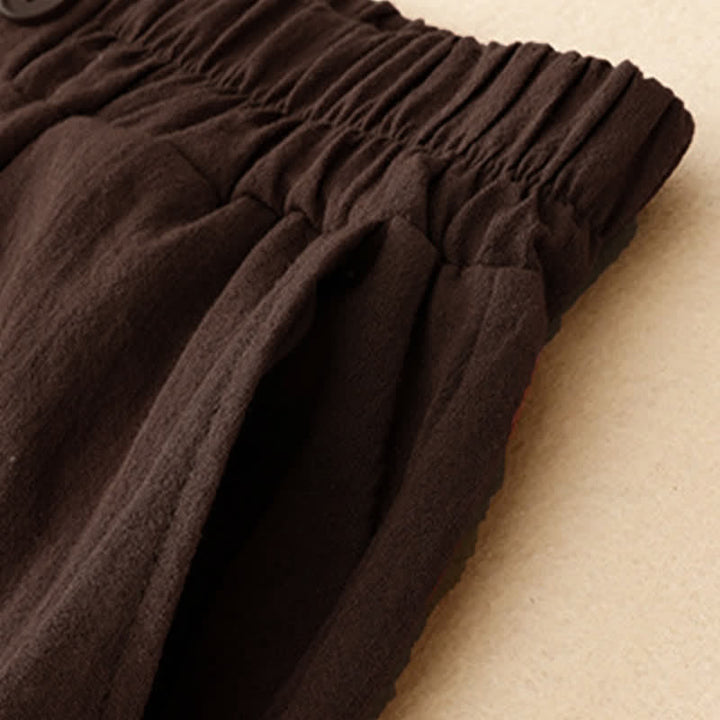 Buddha Stones Summer Casual Embroidery Solid Cropped Pants Women's Harem Pants With Pocket - image 17