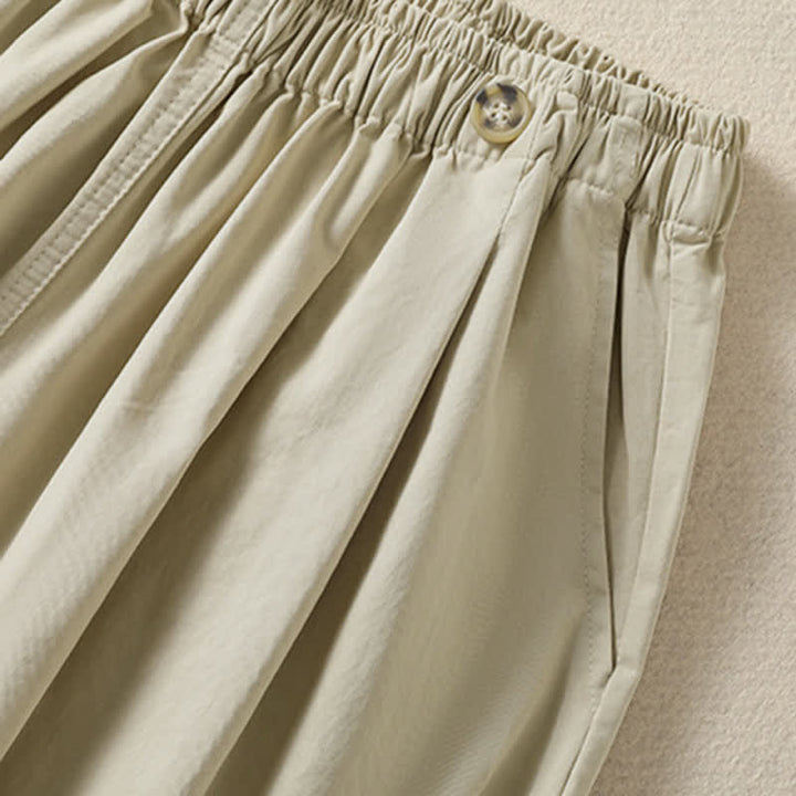 Buddha Stones Summer Casual Minimalist Solid Women's Shorts With Pocket - image 1