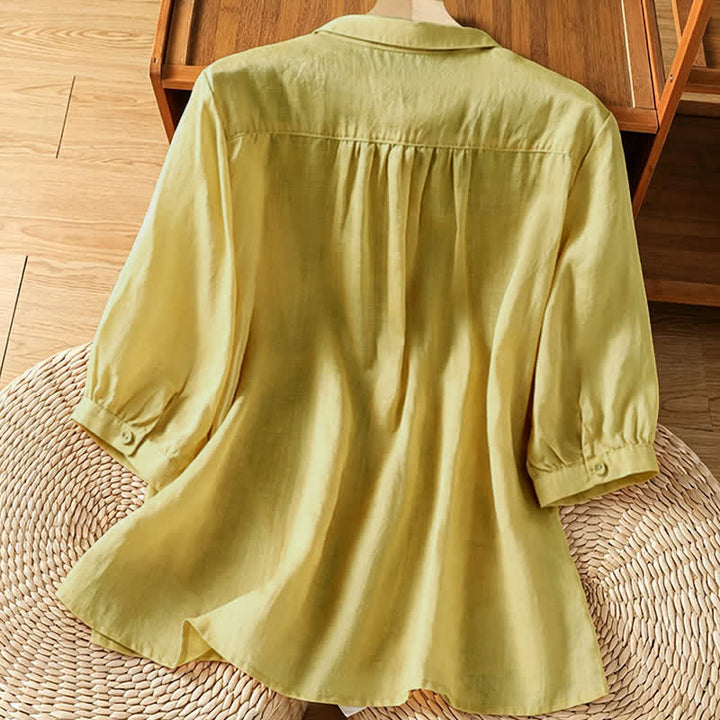 Buddha Stones Summer Vintage Embroidery Floral Women's Short Sleeve Shirts - image 9