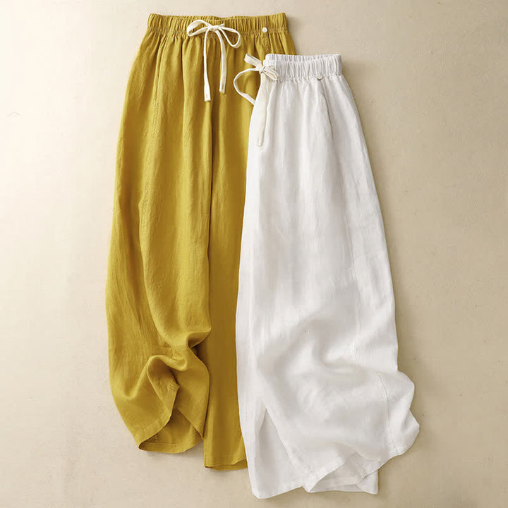 Buddha Stones Summer Casual Minimalist Drawstring Solid Ankle Pants Women's Straight Leg Pants With Pocket - image 6