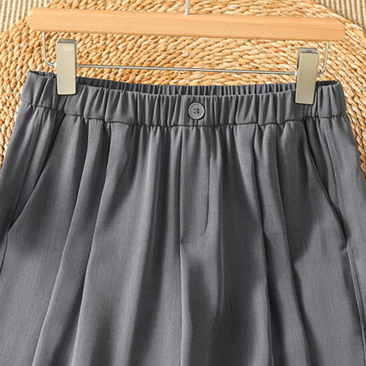 Buddha Stones Summer Casual Minimalist Solid Cropped Pants Women's Harem Pants With Pocket - image 2