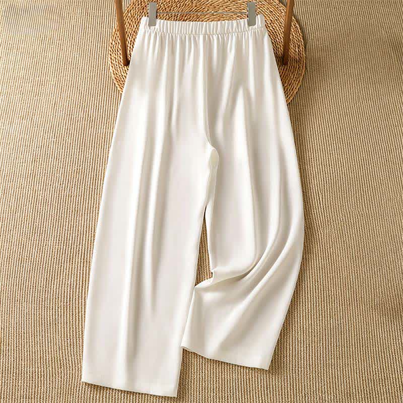 Buddha Stones Summer Casual Minimalist Solid Cropped Pants Women's Harem Pants With Pocket - image 14