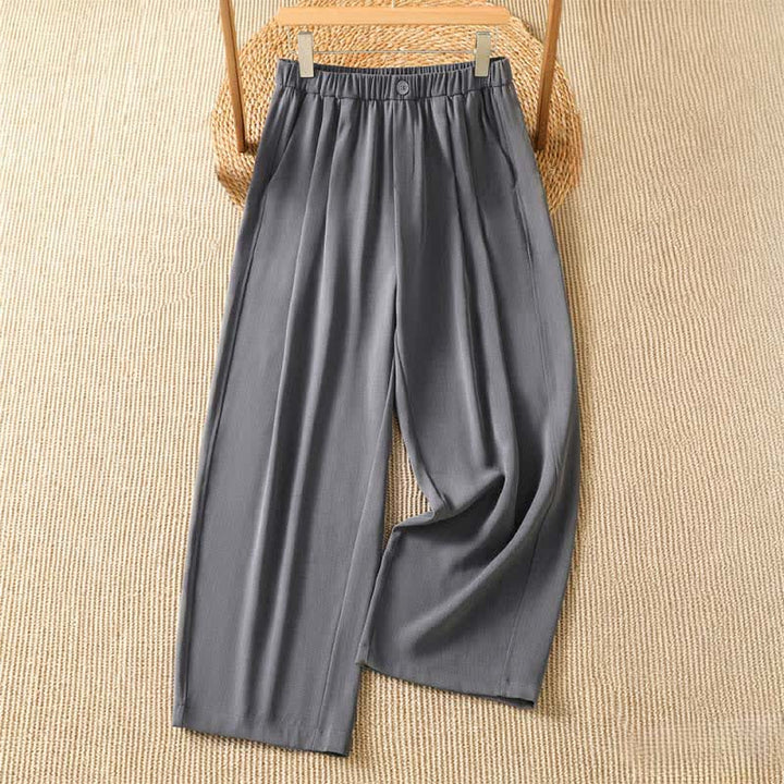 Buddha Stones Summer Casual Minimalist Solid Cropped Pants Women's Harem Pants With Pocket - SlateGray - US8-10, UK/AU12-14, EU40-42 (2XL) - image 0