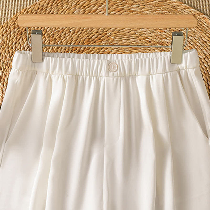 Buddha Stones Summer Casual Minimalist Solid Cropped Pants Women's Harem Pants With Pocket - image 15