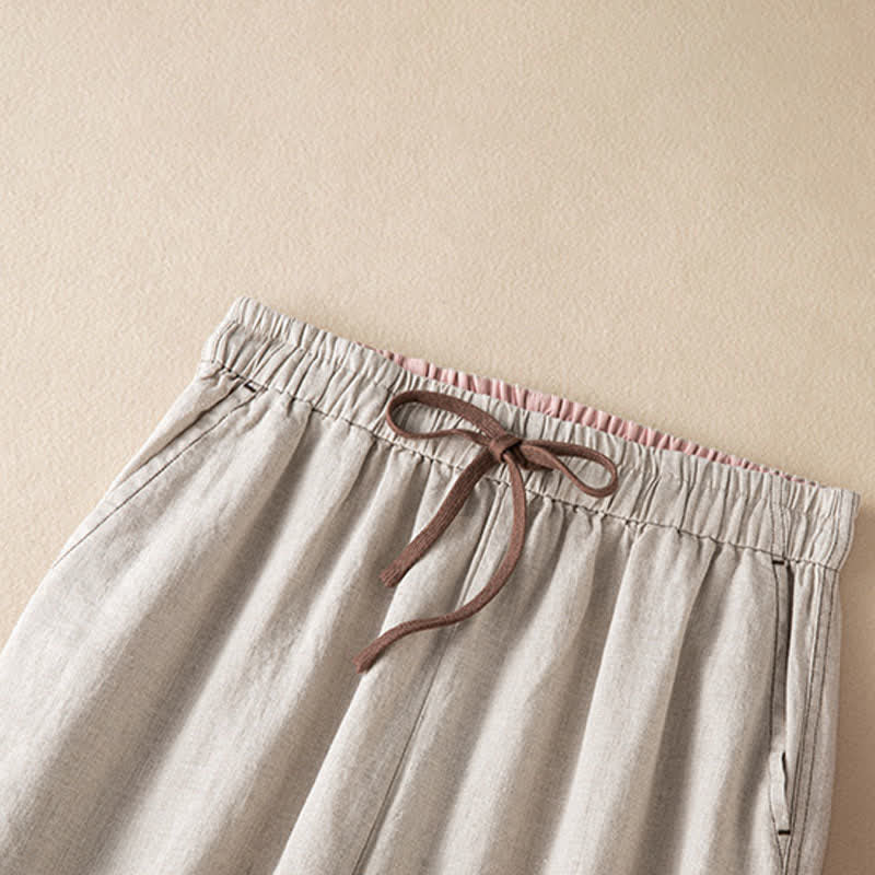 Buddha Stones Summer Casual Minimalist Drawstring Solid Ankle Pants Women's Harem Pants With Pocket - image 2