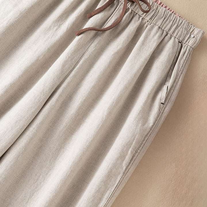 Buddha Stones Summer Casual Minimalist Drawstring Solid Ankle Pants Women's Harem Pants With Pocket - image 6