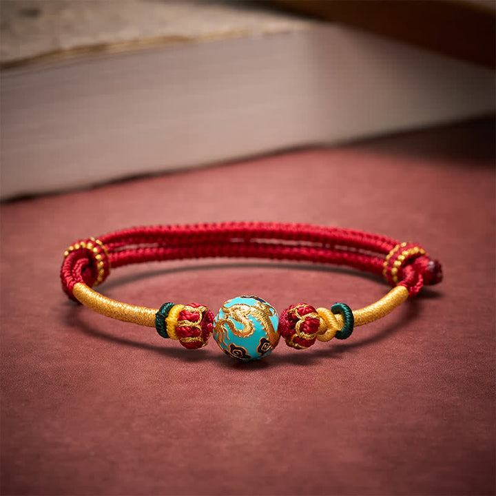 Buddha Stones Copper Dragon Bead Red String Strength Braided Bracelet - image 12