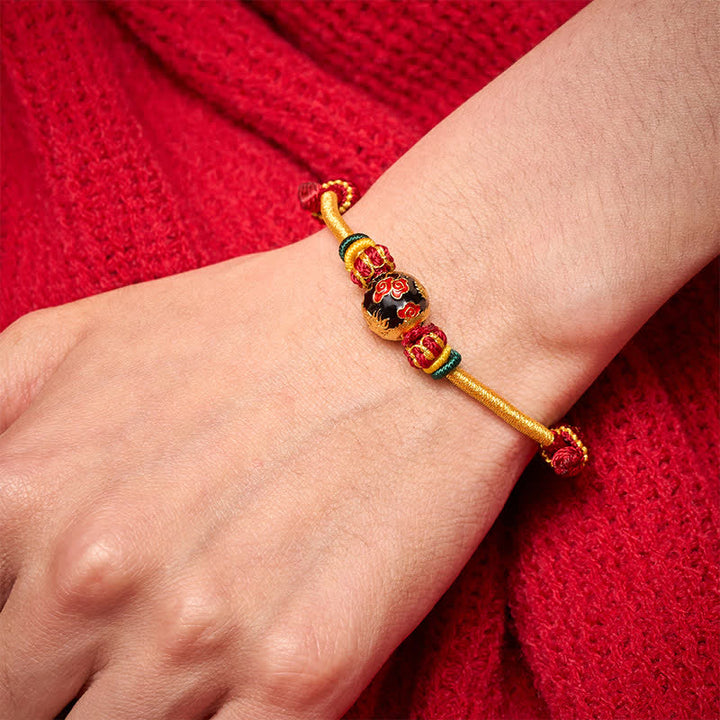 Buddha Stones Copper Dragon Bead Red String Strength Braided Bracelet - image 3