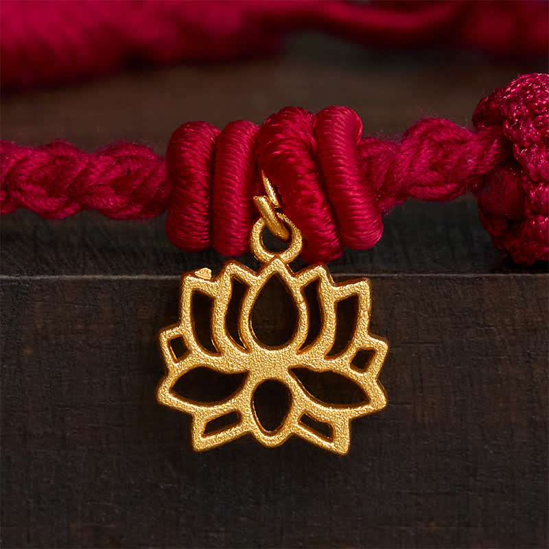 Buddha Stones Copper Lotus Red String New beginning Bracelet - image 3