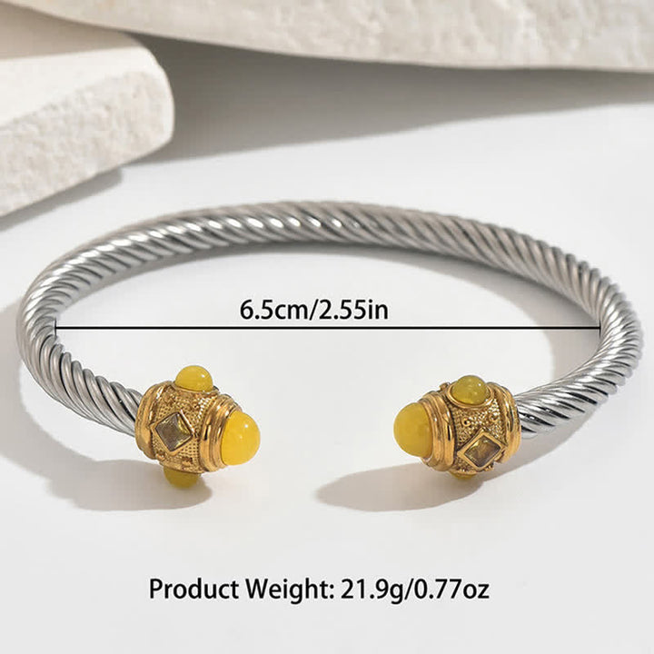 Buddha Stones Stainless Steel Spiral Energy Two Tone Cuff Bracelet - image 9