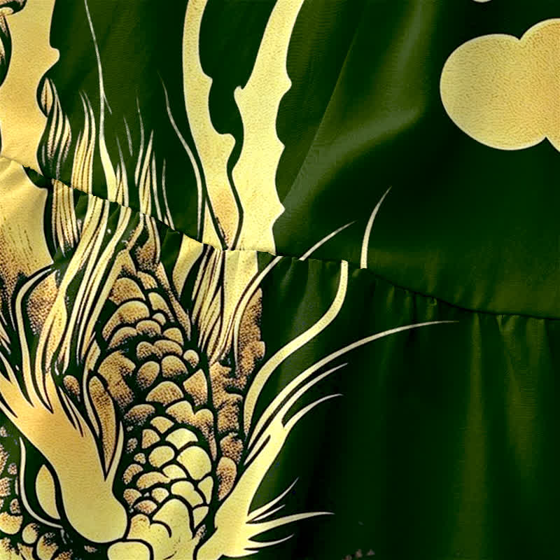 Buddha Stones Summer Casual Golden Dragon Cloud Pattern Women's Summer Sleeveless Midi Dress With Pockets - image 9