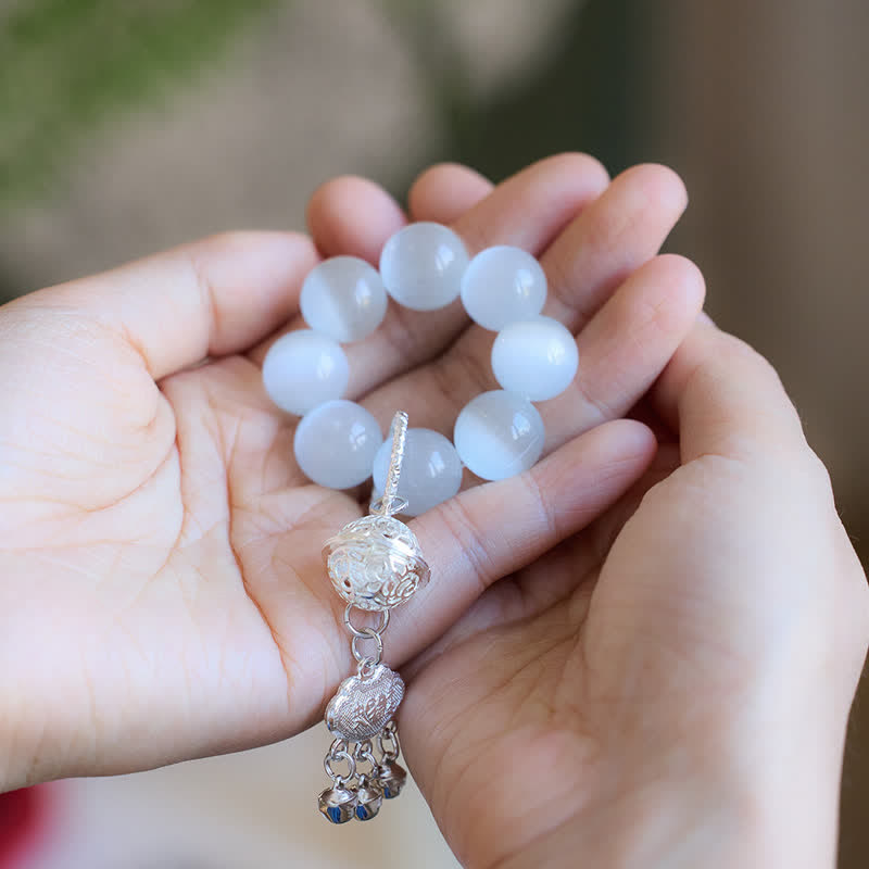 Buddha Stones White Cat's Eye Bell Ruyi Luck Tactile Meditation Beads Decorations - image 3