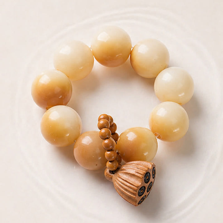 Buddha Stones White Bodhi Seed Lotus Pod Grounding Hand-Polished Tactile Meditation Beads Decorations - image 3