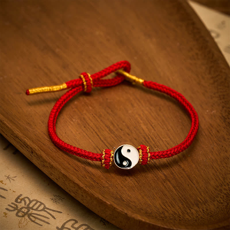 Buddha Stones Hand-Woven Yin Yang Red String Lucky Adjustable Braided Cord Bracelet - image 7