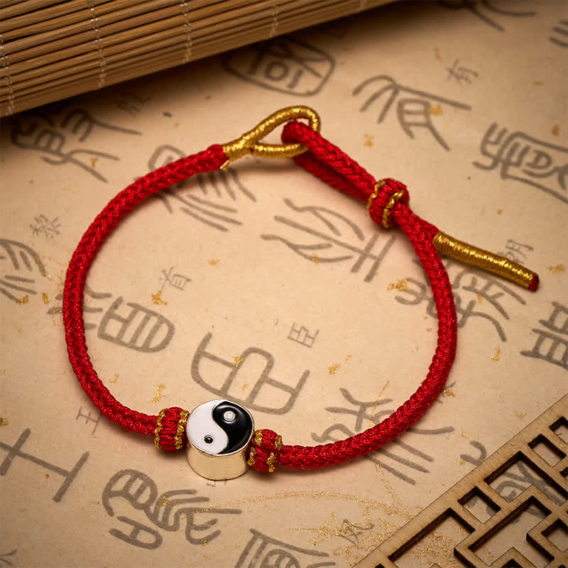 Buddha Stones Hand-Woven Yin Yang Red String Lucky Adjustable Braided Cord Bracelet - image 3